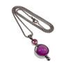 Jasseron-Ketting + RVS Hanger met Paarse Chalcedoon en Roze Zirkonia
