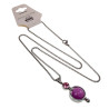 Jasseron-Ketting + RVS Hanger met Paarse Chalcedoon en Roze Zirkonia