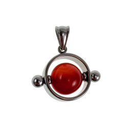 Jasseron-Ketting + Ronde Hanger met Zwarte Roodbruine Carneoolsteen