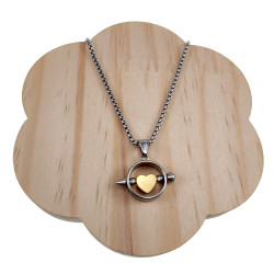 Unisex Bicolor RVS - Ronde Hanger met Goudkleurige Hart Handgemaakt
