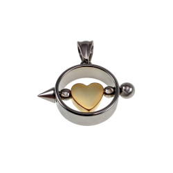 Jasseron-Ketting + RVS Ronde Hanger met Goudkleurige Hart Handgemaakt