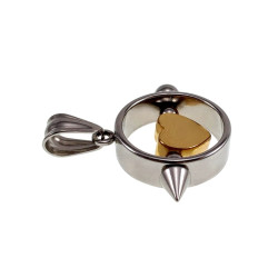 Jasseron-Ketting + RVS Ronde Hanger met Goudkleurige Hart Handgemaakt