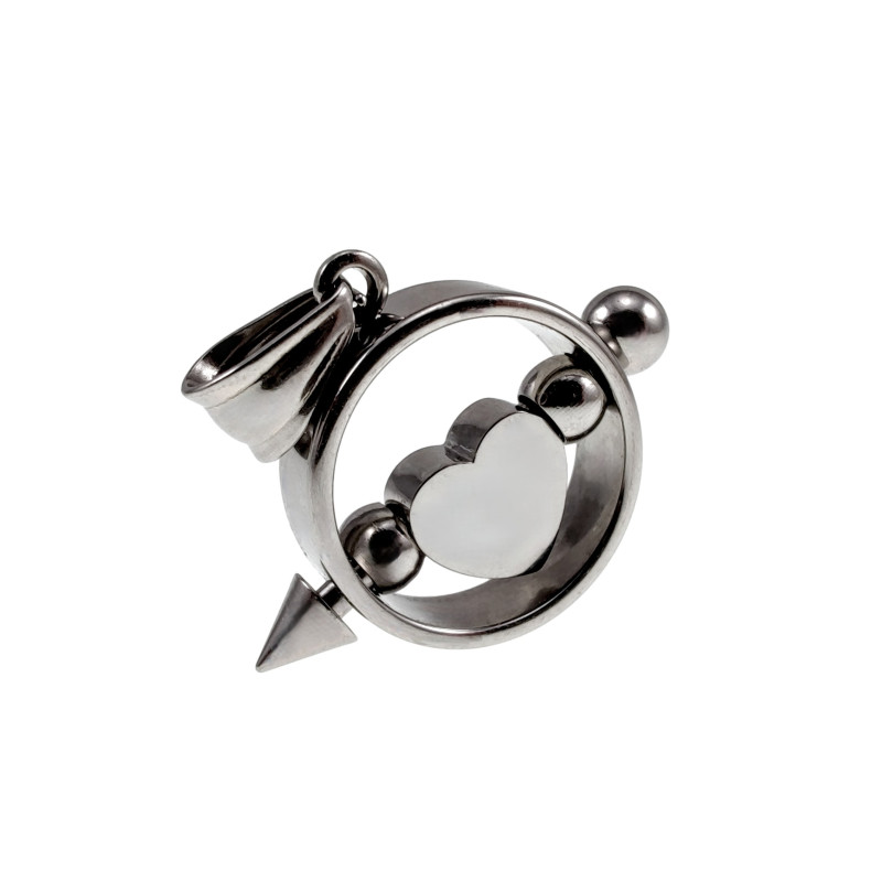 Unisex Bicolor RVS - Ronde Hanger met Zilverkleurige Hart Handgemaakt Unisex Bicolor RVS - Ronde Hanger met Zilverkleurige Hart Handgemaakt