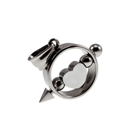 Unisex Bicolor RVS - Ronde Hanger met Zilverkleurige Hart Handgemaakt