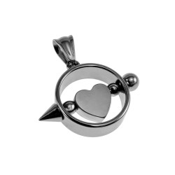 Jasseron-Ketting + RVS Ronde Hanger met Zilverleurige Hart Handgemaakt