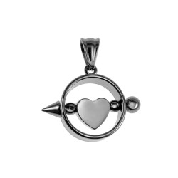 Jasseron-Ketting + RVS Ronde Hanger met Zilverleurige Hart Handgemaakt