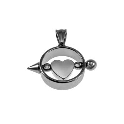 Jasseron-Ketting + RVS Ronde Hanger met Zilverleurige Hart Handgemaakt