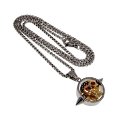 RVS Jasseron-Ketting + Hanger met Goudkleurige Schedel - Handgemaakt