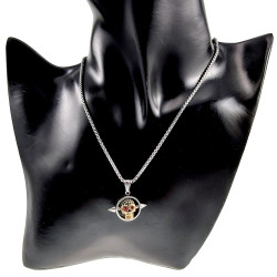 RVS Jasseron-Ketting + Hanger met Goudkleurige Schedel - Handgemaakt
