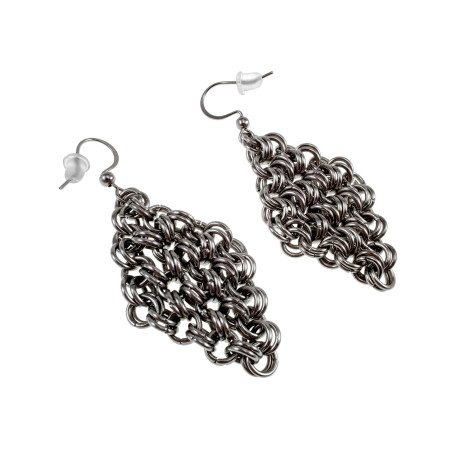 RVS Haakoorbellen met Europese Geweven Diamantvorm Hanger Handgemaakt