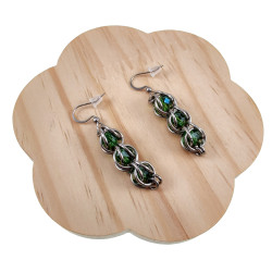 RVS Haakoorbellen met Grasgroene Kristal - Handgemaakt door esde2