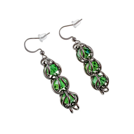 RVS Haakoorbellen met Grasgroene Kristal - Handgemaakt door esde2