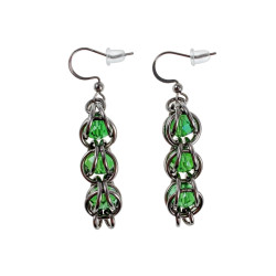 RVS Haakoorbellen met Grasgroene Kristal - Handgemaakt door esde2