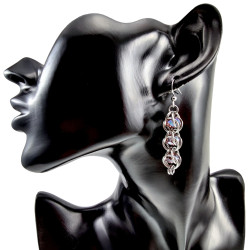 RVS Haakoorbellen met Frambozenkleur Kristal - Handgemaakt door esde2