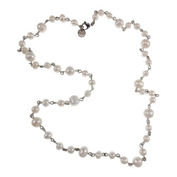 Unisex Ketting met zoetwaterparels en roestvrij staal Handgemaakt