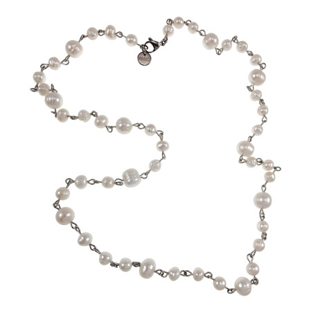 Unisex Ketting met zoetwaterparels en roestvrij staal Handgemaakt
