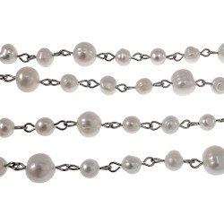 Unisex Ketting met zoetwaterparels en roestvrij staal Handgemaakt