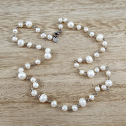 Unisex Ketting met zoetwaterparels en roestvrij staal Handgemaakt