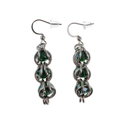 RVS Haakoorbellen met Donkergroene Kristal - Handgemaakt door esde2