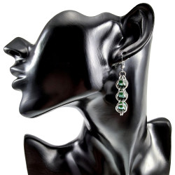 RVS Haakoorbellen met Donkergroene Kristal - Handgemaakt door esde2