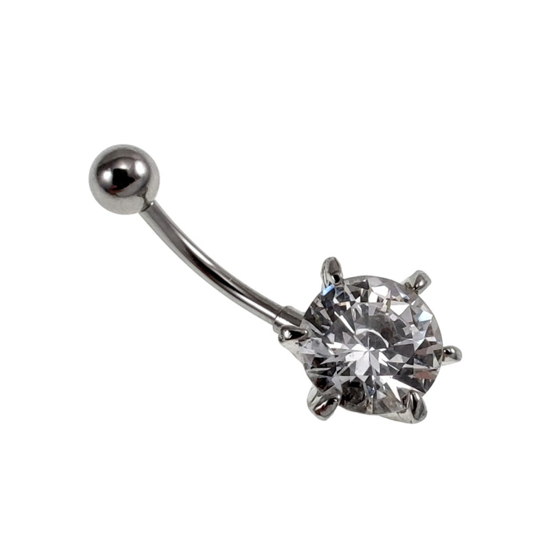 Navelpiercing met 10mm Transparante Zirkonia - Chirurgisch Staal