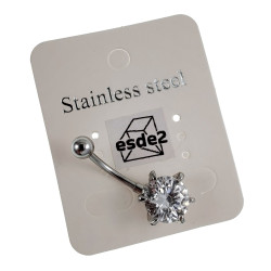 Navelpiercing met 10mm Transparante Zirkonia - Chirurgisch Staal