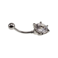 Navelpiercing met 10mm Transparante Zirkonia - Chirurgisch Staal
