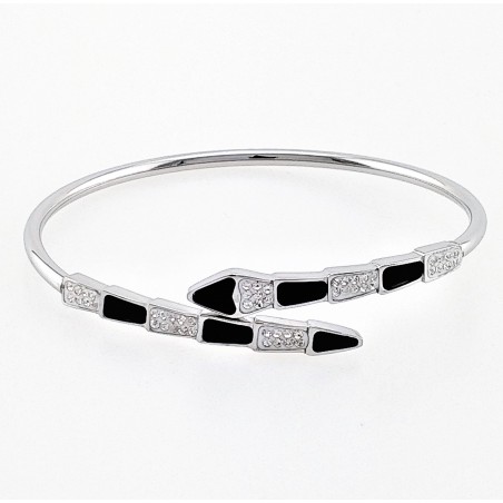 SP Bangle - Dames Armband - Zwart/Zilver Roestvrij Stalen