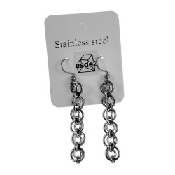 RVS Haakoorbellen met Dubbelketting-Effect - Handgemaakt door esde2