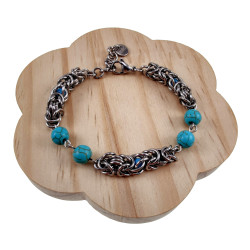 Unisex RVS Bitacino Schakelarmband met Turkoois Stenen - 15-19cm