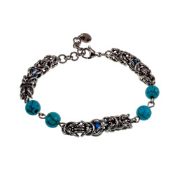 Unisex RVS Bitacino Schakelarmband met Turkoois Stenen - 15-19cm