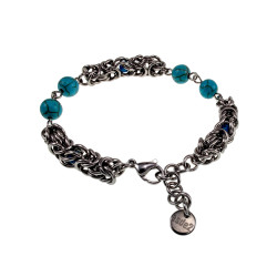 Unisex RVS Bitacino Schakelarmband met Turkoois Stenen - 15-19cm