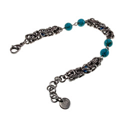 Unisex RVS Bitacino Schakelarmband met Turkoois Stenen - 15-19cm