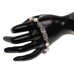 RVS Byzantijnse Armband met Zoetwaterparels - Verstelbaar 15-19cm