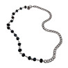 RVS Cubaanse Schakelketting met Zwarte Zoetwaterparels Lengte 52cm