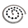 RVS Cubaanse Schakelketting met Zwarte Zoetwaterparels Lengte 52cm