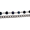 RVS Cubaanse Schakelketting met Zwarte Zoetwaterparels Lengte 52cm