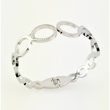 Roestvrijstalen Slavenarmband met Zirkonia Steentjes