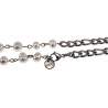 Unisex RVS Figaro Schakelketting met Witte Zoetwaterparels Lengte 52cm