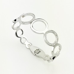 Roestvrijstalen Slavenarmband met Zirkonia Steentjes