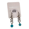 Dames RVS Haakoorbellen met Ketting en Turquoise Steen Handgemaakt
