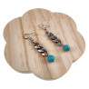 Dames RVS Haakoorbellen met Ketting en Turquoise Steen Handgemaakt
