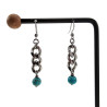 Dames RVS Haakoorbellen met Ketting en Turquoise Steen Handgemaakt