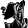 Dames RVS Haakoorbellen met Ketting en Turquoise Steen Handgemaakt