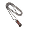 Dames RVS Jasseron-Ketting + Buis Hanger met Orange Kristallen