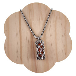 Dames RVS Jasseron-Ketting + Buis Hanger met Orange Kristallen