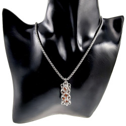 Dames RVS Jasseron-Ketting + Buis Hanger met Orange Kristallen
