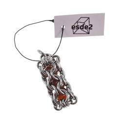 Dames RVS Jasseron-Ketting + Buis Hanger met Orange Kristallen