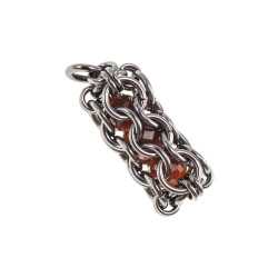 Dames RVS Jasseron-Ketting + Buis Hanger met Orange Kristallen