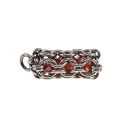 Dames RVS Jasseron-Ketting + Buis Hanger met Orange Kristallen